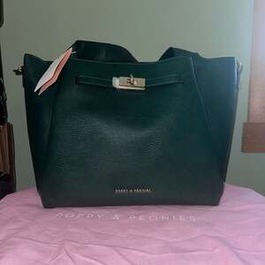 Poppy & Peonies Heritage Green Textured Vegan  Leather anniversary Poppy Tote